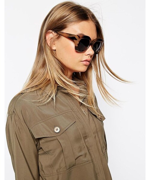 asos(エイソス)の「ASOS COLLECTION ASOS Oversized Sunglasses In Wood Effect(サングラス・レディース・brown)」の2枚目の写真