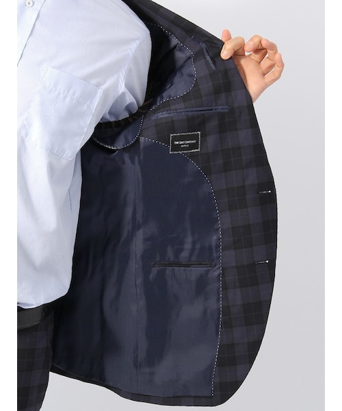 [新品タグ付き]ザスーツカンパニー×REDA ビジネススーツ ダブル チェック柄 ジャケット／Vカラー／REDA／ストレッチ／SUPER110'sウール