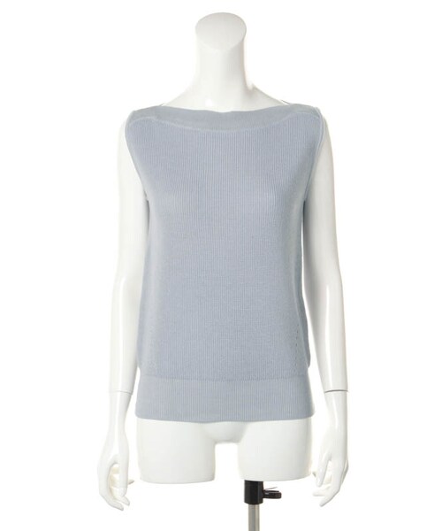 31 Sons de mode（トランテアン　ソン　ドゥ　モード）の「１２Ｇ片畦リブボートネックノースリプルオーバー（トップス・レディース・オフホワイト/ライトグレー/インディゴブルー・36）」の2枚目の写真