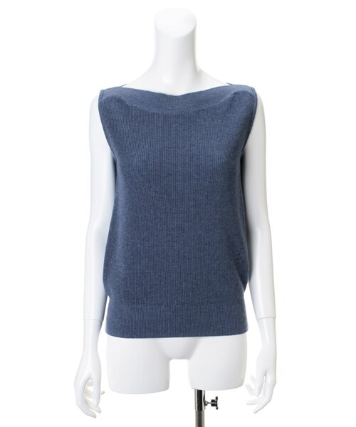 31 Sons de mode（トランテアン　ソン　ドゥ　モード）の「１２Ｇ片畦リブボートネックノースリプルオーバー（トップス・レディース・オフホワイト/ライトグレー/インディゴブルー・36）」の3枚目の写真