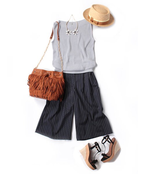 31 Sons de mode（トランテアン　ソン　ドゥ　モード）の「１２Ｇ片畦リブボートネックノースリプルオーバー（トップス・レディース・オフホワイト/ライトグレー/インディゴブルー・36）」の4枚目の写真