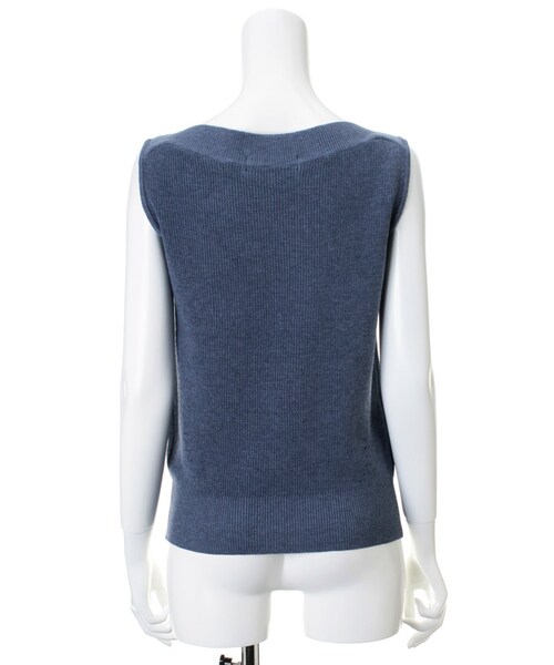 31 Sons de mode（トランテアン　ソン　ドゥ　モード）の「１２Ｇ片畦リブボートネックノースリプルオーバー（トップス・レディース・オフホワイト/ライトグレー/インディゴブルー・36）」の7枚目の写真