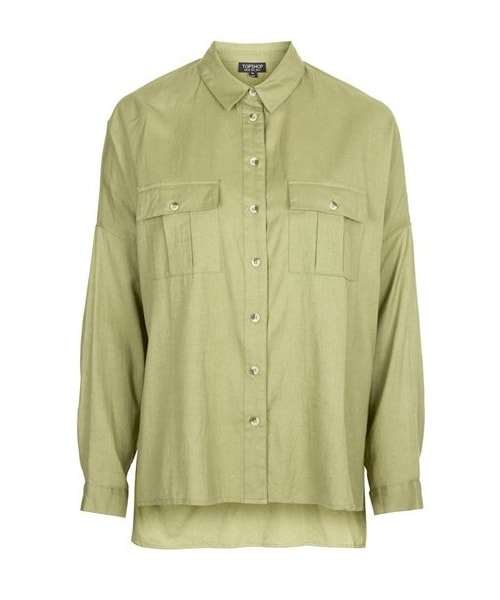 TOPSHOP（トップショップ）の「Topshop Oversize Chambray Shirt（シャツ/ブラウス・レディース・Olive・2 (0 US)/6 (2-4 US)/8 (6-8 US)/4 (0-2 US)）」の4枚目の写真