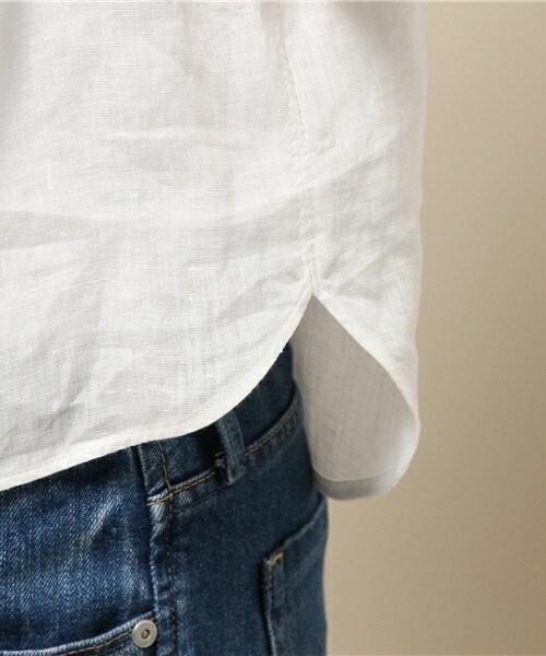 fredy emue（フレディエミュ）の「フランダースリネン半袖プルオーバー（シャツ/ブラウス・レディース・ブラック/カーキ/ホワイト/ストライプ・38/36）」の14枚目の写真