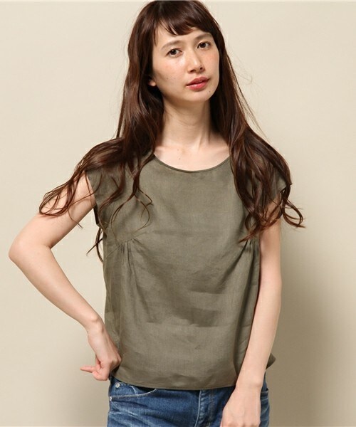 fredy emue（フレディエミュ）の「フランダースリネン半袖プルオーバー（シャツ/ブラウス・レディース・ブラック/カーキ/ホワイト/ストライプ・38/36）」の18枚目の写真