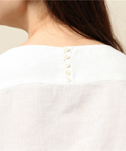 fredy emue（フレディエミュ）の「フランダースリネン半袖プルオーバー（シャツ/ブラウス・レディース・ブラック/カーキ/ホワイト/ストライプ・38/36）」の12枚目の写真