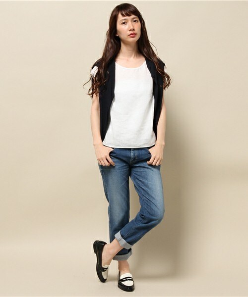 fredy emue（フレディエミュ）の「フランダースリネン半袖プルオーバー（シャツ/ブラウス・レディース・ブラック/カーキ/ホワイト/ストライプ・38/36）」の10枚目の写真