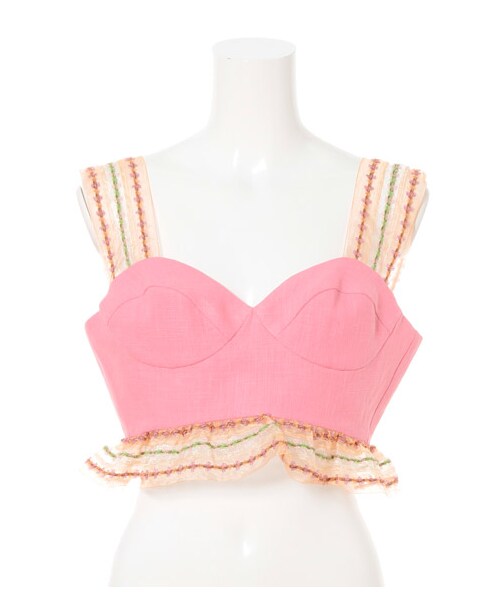 lilLilly(リルリリー)の「フラワーテープビスチェ(トップス・レディース・WHITE/YELLOW/PINK/PURPLE・S/M)」の4枚目の写真
