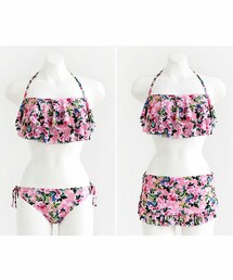 DHOLIC | フラワー&ハート柄2ショーツティアードビキニ(水着)