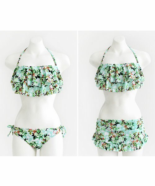 DHOLIC（ディーホリック）の「フラワー&ハート柄2ショーツティアードビキニ（水着・レディース・ピンク/ミント・FREE）」の2枚目の写真