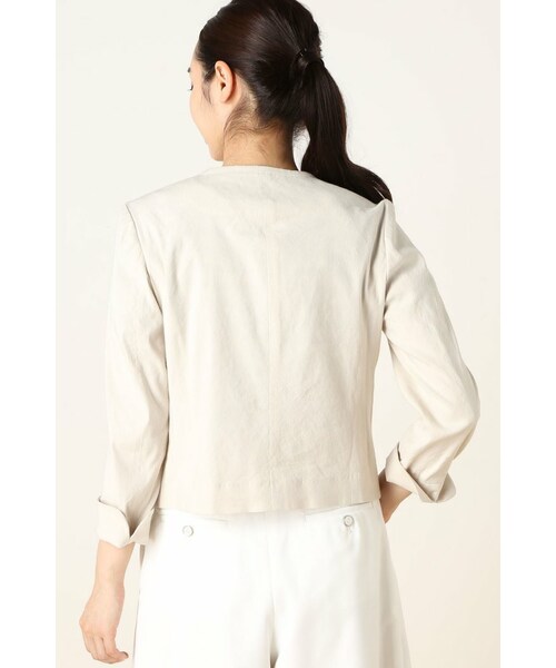 La TOTALITE(ラトータリテ)の「リネンストレッチC-ZIP ジャケット。(ジャケット/アウター・レディース・ホワイト/ベージュ/ネイビー・36/38)」の6枚目の写真