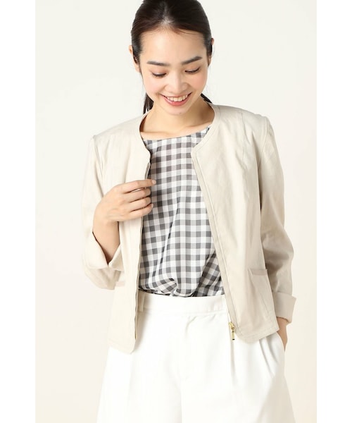 La TOTALITE(ラトータリテ)の「リネンストレッチC-ZIP ジャケット。(ジャケット/アウター・レディース・ホワイト/ベージュ/ネイビー・36/38)」の17枚目の写真