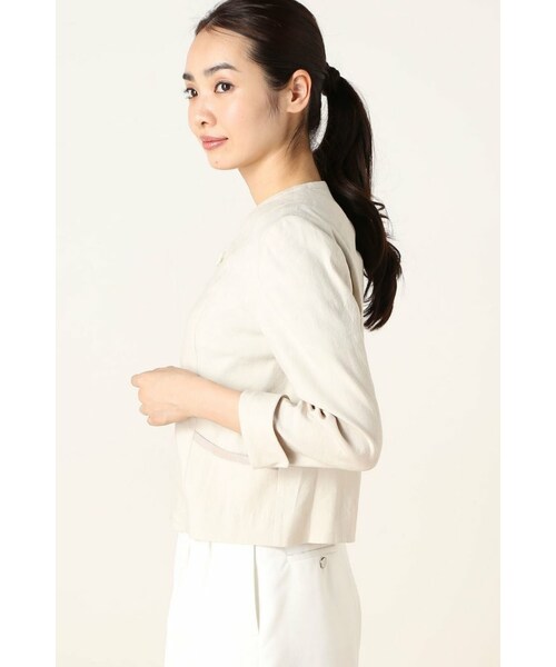 La TOTALITE(ラトータリテ)の「リネンストレッチC-ZIP ジャケット。(ジャケット/アウター・レディース・ホワイト/ベージュ/ネイビー・36/38)」の5枚目の写真