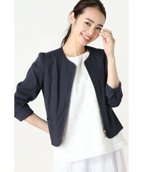 La TOTALITE(ラトータリテ)の「リネンストレッチC-ZIP ジャケット。(ジャケット/アウター・レディース・ホワイト/ベージュ/ネイビー・36/38)」の19枚目の写真