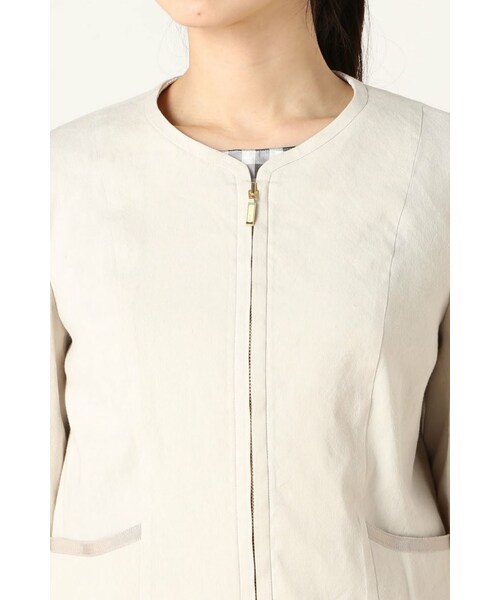 La TOTALITE(ラトータリテ)の「リネンストレッチC-ZIP ジャケット。(ジャケット/アウター・レディース・ホワイト/ベージュ/ネイビー・36/38)」の7枚目の写真