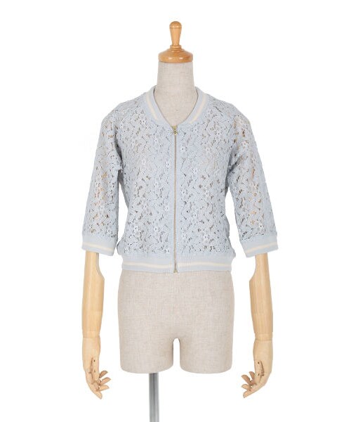 F i.n.t(フィント)の「ライン入り総レースブルゾン(ブルゾン・レディース・その他)」の2枚目の写真