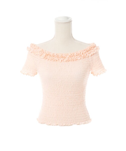 mon Lily(モンリリィ)の「シャーリングカットソートップス(トップス・レディース・ホワイト/ピンク/チャコール・M/L)」の3枚目の写真