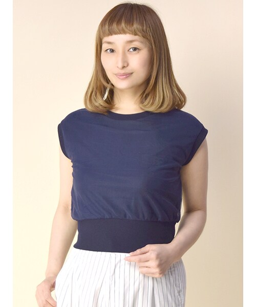 w closet(ダブルクローゼット)の「メッシュ重ねプルオーバー(トップス・レディース・オフホワイト/ボルドー/ネイビー・FREE)」の4枚目の写真