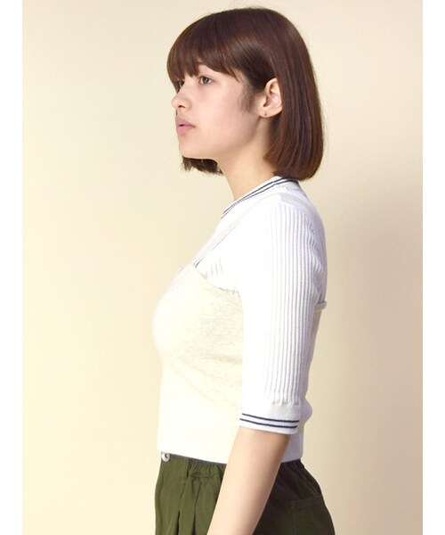 w closet（ダブルクローゼット）の「総針編みビスチェ（トップス・レディース・L.グレー/チャコール・FREE）」の4枚目の写真