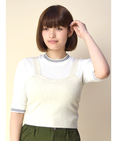 w closet（ダブルクローゼット）の「総針編みビスチェ（トップス・レディース・L.グレー/チャコール・FREE）」の3枚目の写真