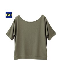 GU | （GU）リブワイドネックＴ（半袖）(トップス)