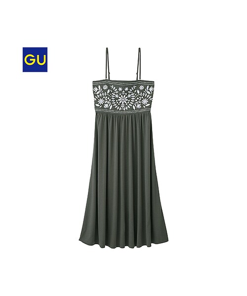 GU（ジーユー）の「（GU）エンブロイダリーベアワンピース（WOMEN ⁄ ワンピース・レディース・NAVY/BLACK/DARK GREEN・M/XL/S/L）」の3枚目の写真