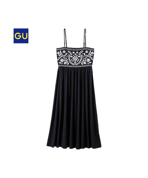 GU（ジーユー）の「（GU）エンブロイダリーベアワンピース（WOMEN ⁄ ワンピース・レディース・NAVY/BLACK/DARK GREEN・M/XL/S/L）」の2枚目の写真