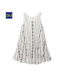 GU | （GU）プリントコンビカットソーチュニック（ノースリーブ）(ワンピース/ドレス)