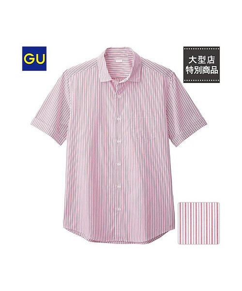 GU（ジーユー）の「（GU）ランダムストライプシャツ（半袖）Ａ（MEN