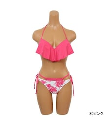 【タグ付き未使用】DURAS 水着 ビキニ #73913 DURAS（デュラス）の「フリルxパームツリー ワイヤー3点セット