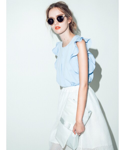 MURUA（ムルーア）の「【FEMININE】ブロックパターンボリュームスカート（スカート・レディース・ホワイト/ブラック・1/2）」の5枚目の写真