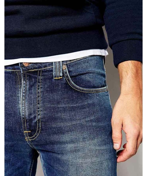Nudie Jeans（ヌーディージーンズ）の「Nudie Jeans Lean Dean Slim Tapered Fit Bay Blue Mid Wash（デニムパンツ・メンズ・bayblue・W32 L34/W30 L30/W28 L30/W32 L36/W30 L32/W32 L30/W36 L36/W33 L30/W30 L34/W36 L32/W33 L32/W31 L30/W36 L30/W34 L36/W31 L32/W34 L34/W32 L32/W34 L32/W31 L34/W26 L32/W34 L30/W28 L32/W28 L34/W33 L34/W29 L32）」の4枚目の写真