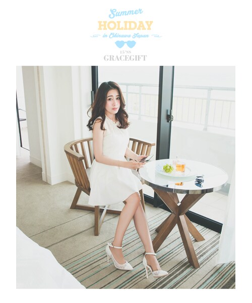 gracegift（グレースギフト）の「蕾絲透膚尖頭跟鞋（シューズ・レディース・白/黑/杏色・35/36/37/38/39/40/41）」の10枚目の写真