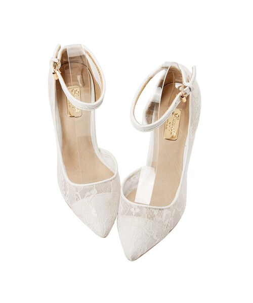gracegift（グレースギフト）の「蕾絲透膚尖頭跟鞋（シューズ・レディース・白/黑/杏色・35/36/37/38/39/40/41）」の3枚目の写真