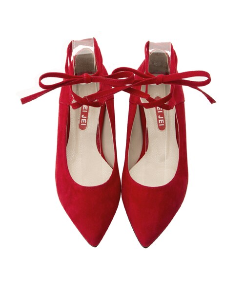 gracegift（グレースギフト）の「韓國尖頭綁帶娃娃鞋（シューズ・レディース・黑/紅/杏・35/36/37/38/39/40）」の14枚目の写真