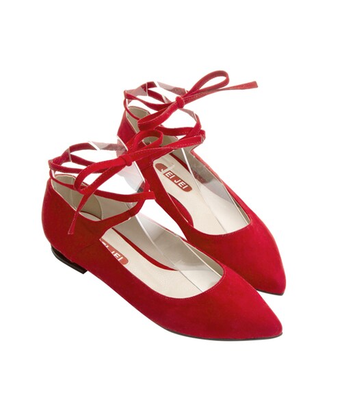 gracegift（グレースギフト）の「韓國尖頭綁帶娃娃鞋（シューズ・レディース・黑/紅/杏・35/36/37/38/39/40）」の15枚目の写真