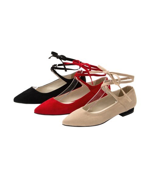 gracegift（グレースギフト）の「韓國尖頭綁帶娃娃鞋（シューズ・レディース・黑/紅/杏・35/36/37/38/39/40）」の11枚目の写真