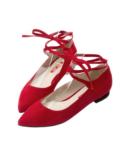 gracegift（グレースギフト）の「韓國尖頭綁帶娃娃鞋（シューズ・レディース・黑/紅/杏・35/36/37/38/39/40）」の12枚目の写真