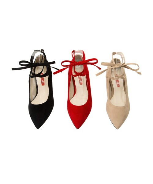 gracegift（グレースギフト）の「韓國尖頭綁帶娃娃鞋（シューズ・レディース・黑/紅/杏・35/36/37/38/39/40）」の10枚目の写真