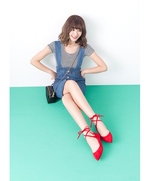 gracegift（グレースギフト）の「韓國尖頭綁帶娃娃鞋（シューズ・レディース・黑/紅/杏・35/36/37/38/39/40）」の19枚目の写真