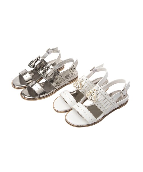 gracegift（グレースギフト）の「韓國流蘇鉚釘寬帶涼鞋（その他・レディース・銀/白・35/36/37/38/39/40）」の12枚目の写真