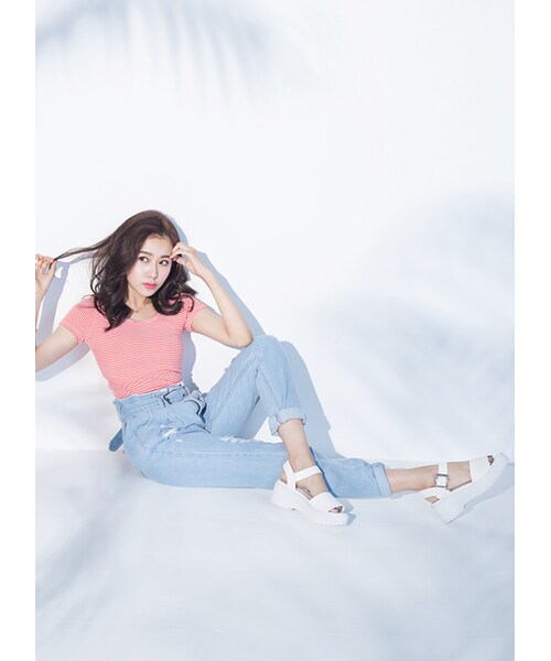 gracegift（グレースギフト）の「一字方釦寬帶厚底涼鞋（その他・レディース・黑條紋/黑/白・35/36/37/38/39/40/41）」の11枚目の写真