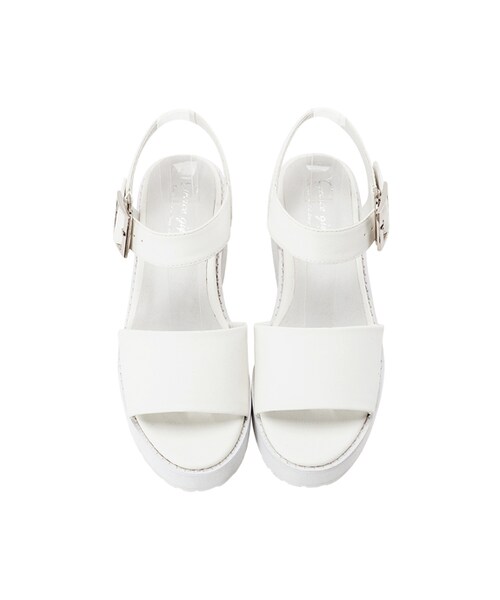 gracegift（グレースギフト）の「一字方釦寬帶厚底涼鞋（その他・レディース・黑條紋/黑/白・35/36/37/38/39/40/41）」の4枚目の写真