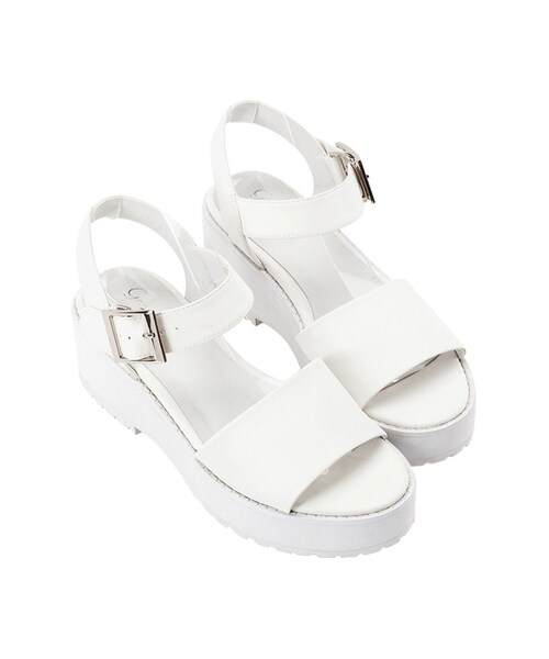 gracegift（グレースギフト）の「一字方釦寬帶厚底涼鞋（その他・レディース・黑條紋/黑/白・35/36/37/38/39/40/41）」の5枚目の写真