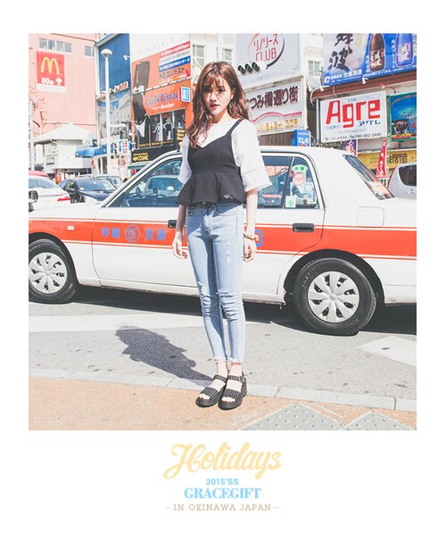 gracegift（グレースギフト）の「一字方釦寬帶厚底涼鞋（その他・レディース・黑條紋/黑/白・35/36/37/38/39/40/41）」の19枚目の写真