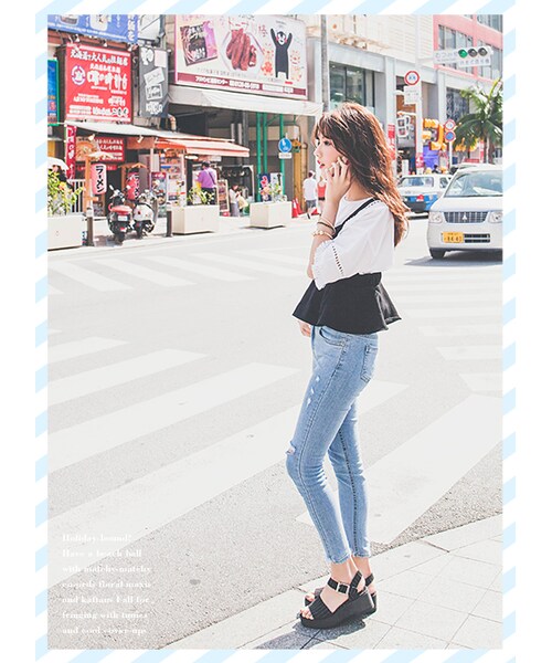 gracegift（グレースギフト）の「一字方釦寬帶厚底涼鞋（その他・レディース・黑條紋/黑/白・35/36/37/38/39/40/41）」の20枚目の写真