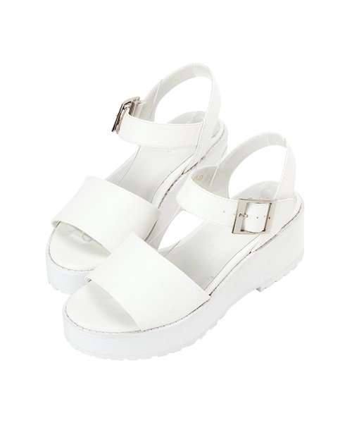 gracegift（グレースギフト）の「一字方釦寬帶厚底涼鞋（その他・レディース・黑條紋/黑/白・35/36/37/38/39/40/41）」の2枚目の写真