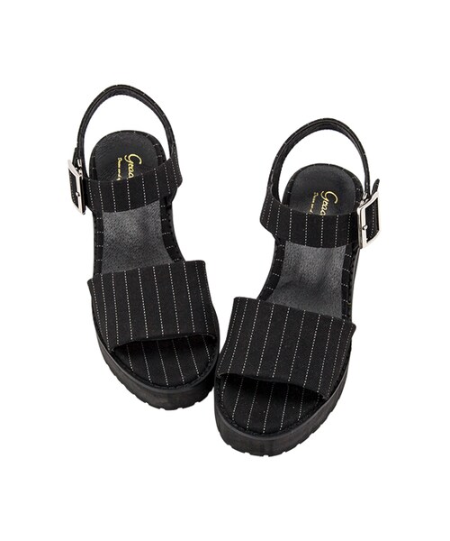 gracegift（グレースギフト）の「一字方釦寬帶厚底涼鞋（その他・レディース・黑條紋/黑/白・35/36/37/38/39/40/41）」の15枚目の写真