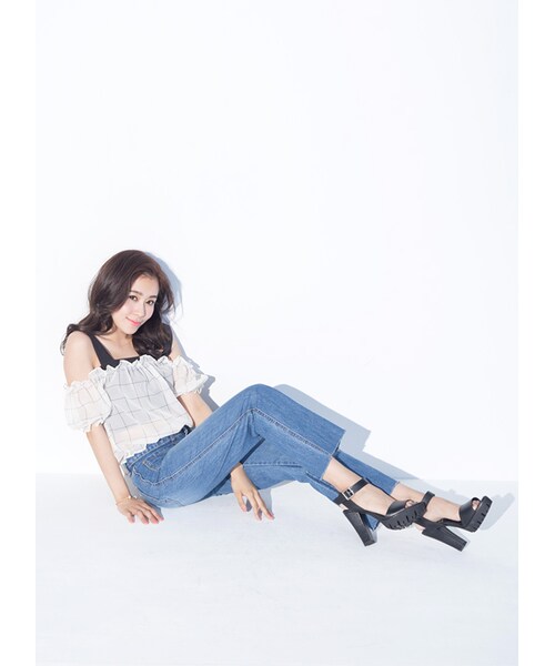 gracegift（グレースギフト）の「個性寬帶防水台高跟涼鞋（シューズ・レディース・黑/杏色/白・35/36/37/38/39/40/41）」の22枚目の写真