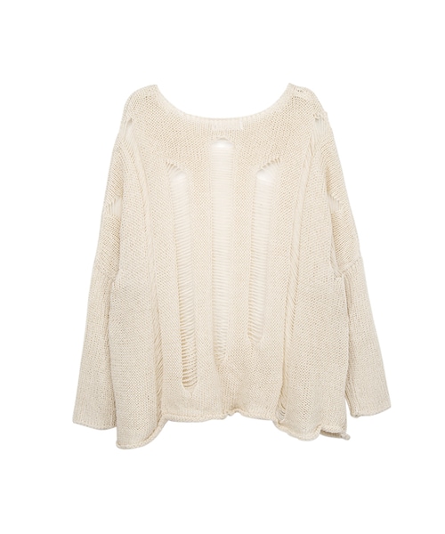 gracegift（グレースギフト）の「韓國唯美透膚鏤空針織上衣（トップス・レディース・杏・F）」の2枚目の写真